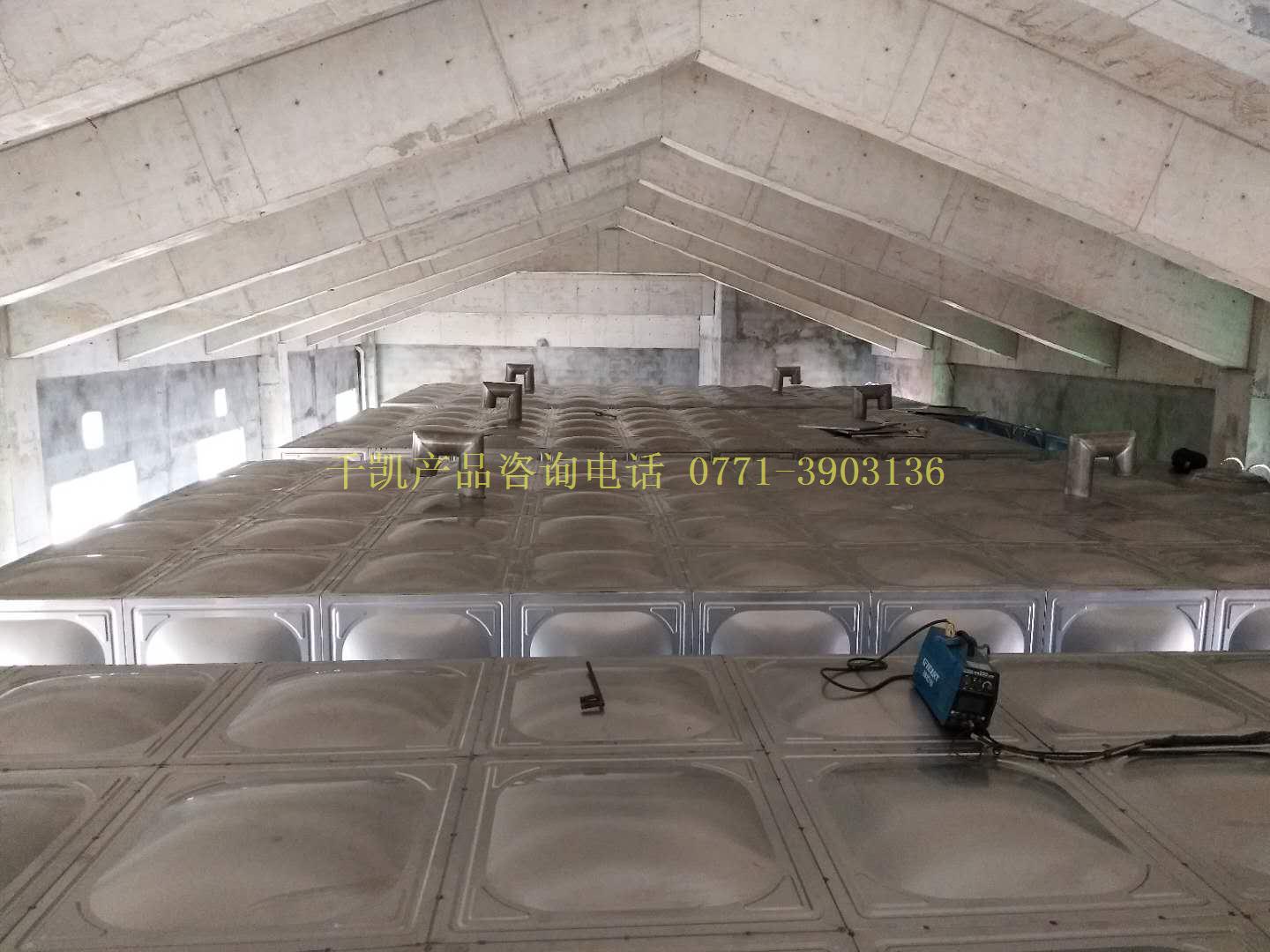 南寧東盟文化博覽園800立方不銹鋼水箱順利安裝完成